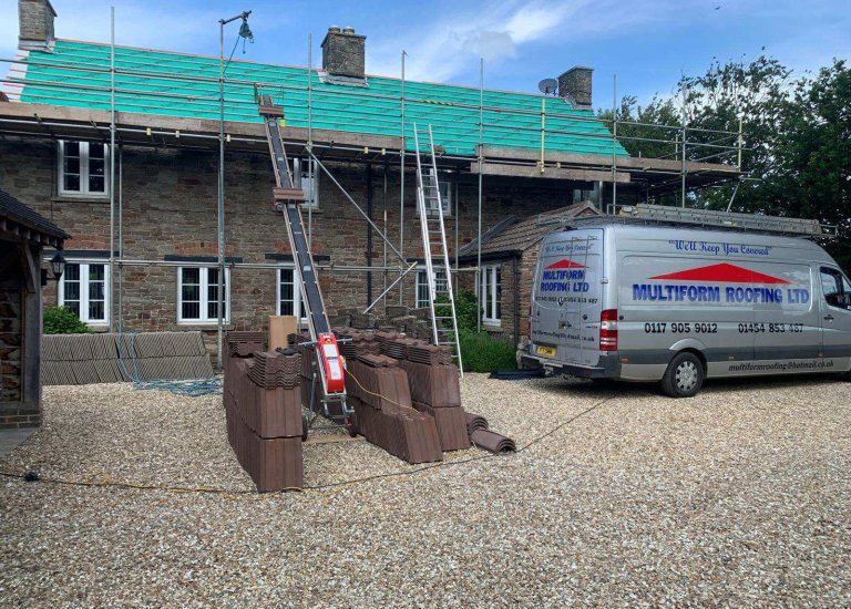 Roof in winterbourne felt and battened ready for tiling