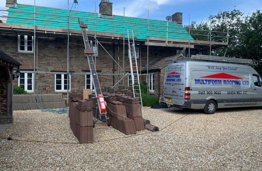 Roof in winterbourne felt and battened ready for tiling